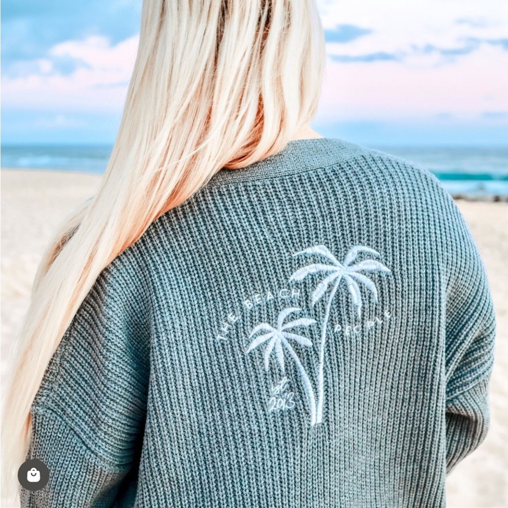 The Beach People Twin Palms Grey Cable Open Cardigan
